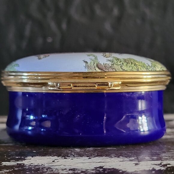 Vtg Halcyon Days English Enamel Box Sulgrave Manor Scene Handcrafted In England - Picture 8 of 9